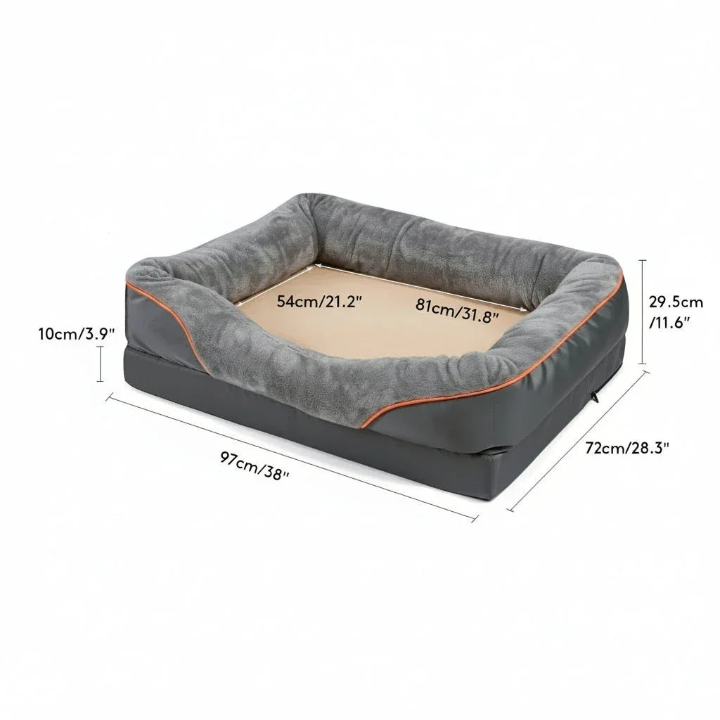 Waterproof Orthopedic Dog Bed with Memory Foam Support and Elevated Pillow