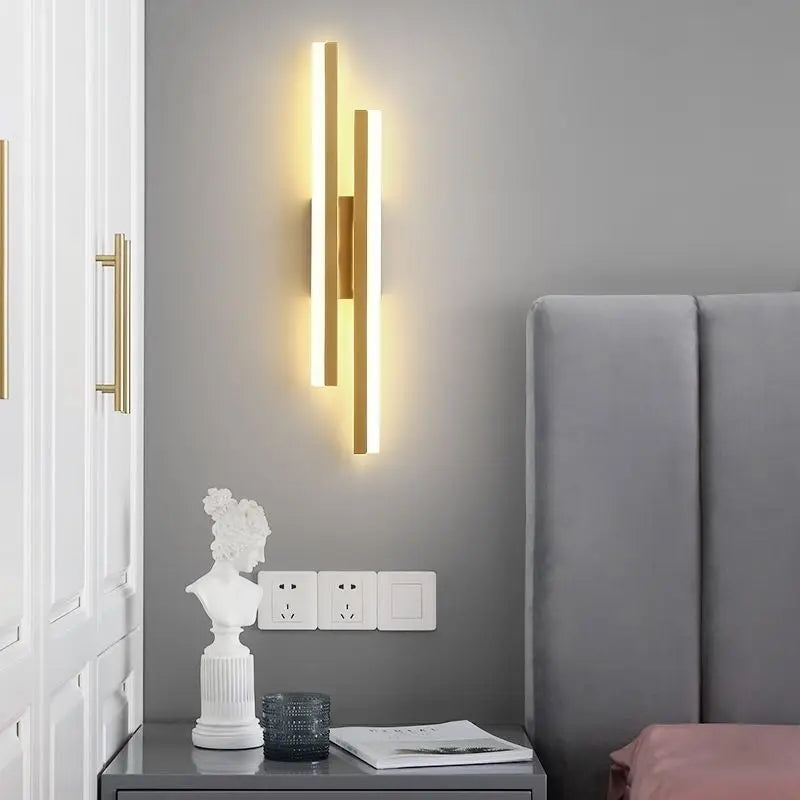 Modern Black and Gold LED Wall Lamp with Acrylic Shade