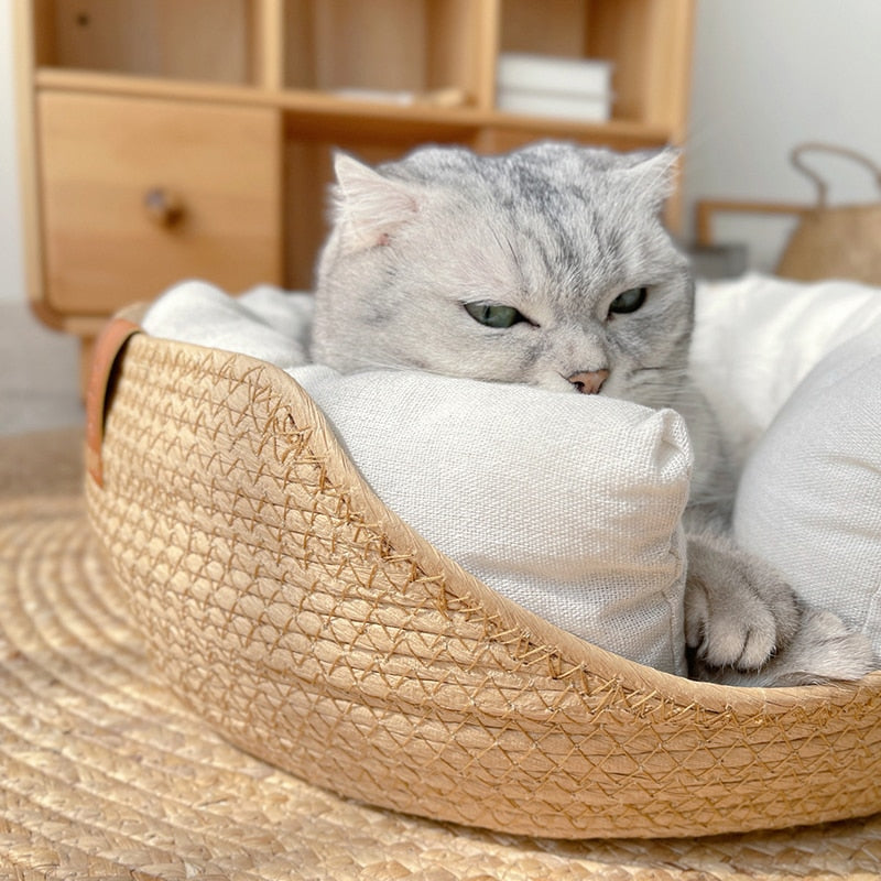 Eco-Friendly Bamboo Pet Bed for Dogs and Cats
