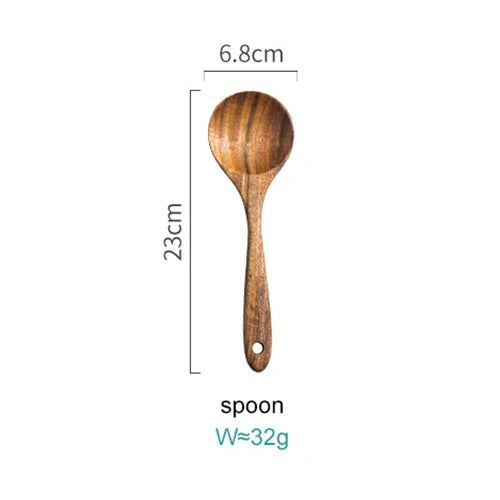 Acacia Wood Kitchen Utensil Set with Display Stand