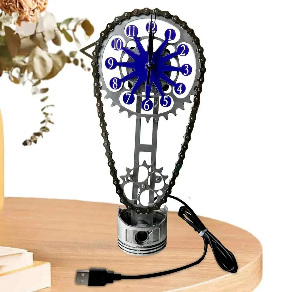 Silent Rotating Chain Clock - Modern Metal Design