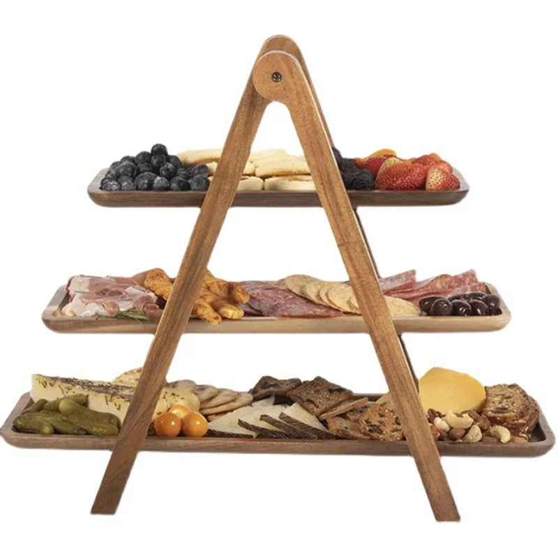 3-Tier Wooden Serving Tray Stand for Cakes and Desserts