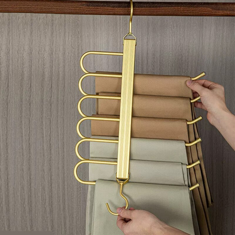 Space-Saving Aluminum Pants Hangers with 360° Rotation and Anti-Slip Design