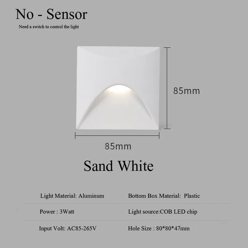Waterproof LED Recessed Wall Light for Outdoor Steps and Balconies