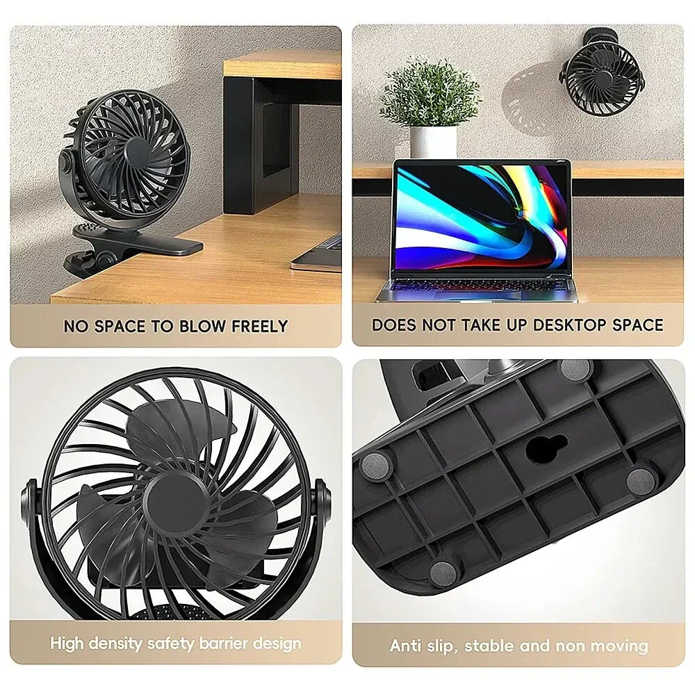 Rotatable USB Fan with Night Light and 3 Speed Settings