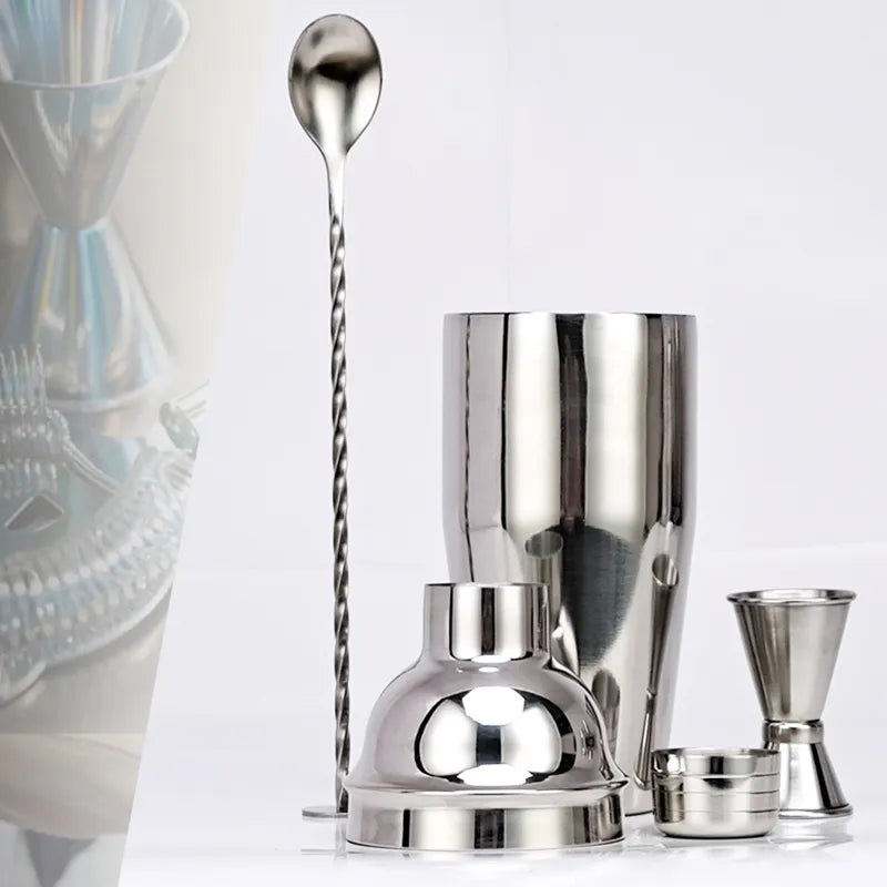 Stainless Steel Cocktail Shaker Set with Wine Rack - Eco-Friendly Bartender Tools