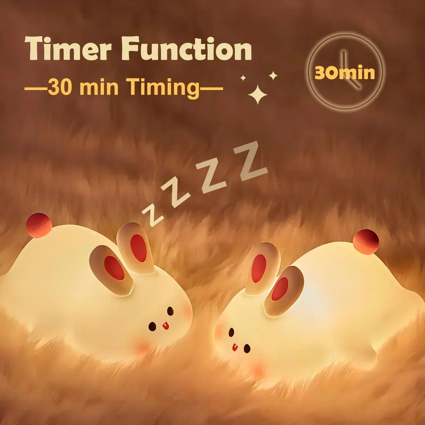 Dimmable Bunny LED Night Light - Rechargeable Silicone Design