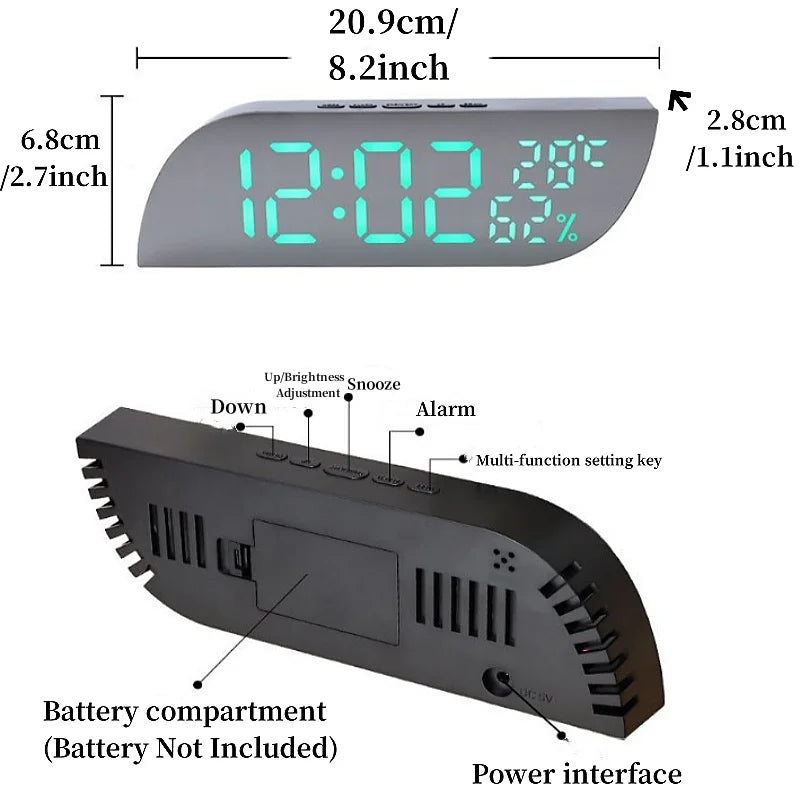 LED Digital Alarm Clock with Temperature and Humidity Display