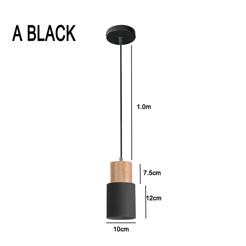 Scandinavian LED Pendant Light in Metal and Wood