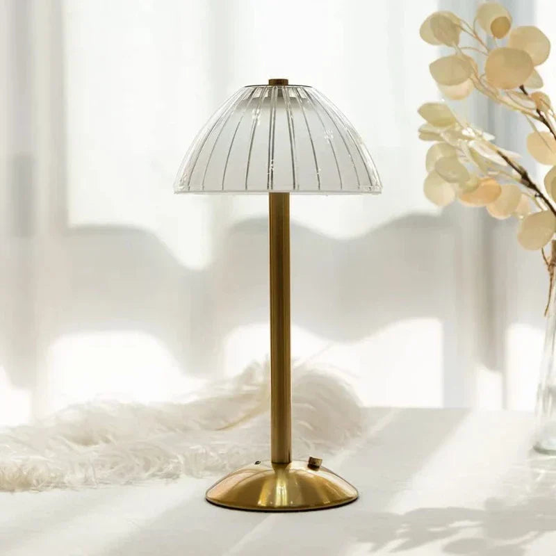 Cordless Dimmable LED Table Lamp with Crystal Design and Three Light Colors