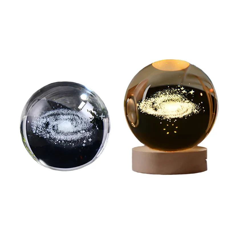 3D Crystal Starry Sky Projector Night Light with Wooden Base