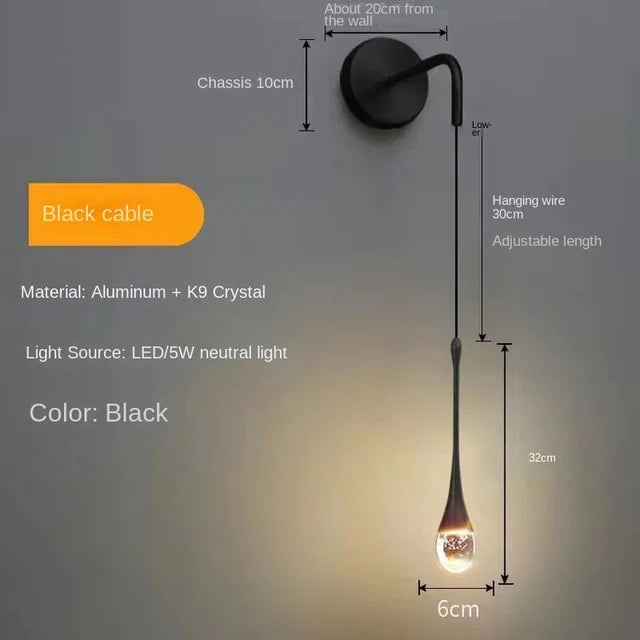 Crystal Pendant Light with Gold Finish and LED Bulbs