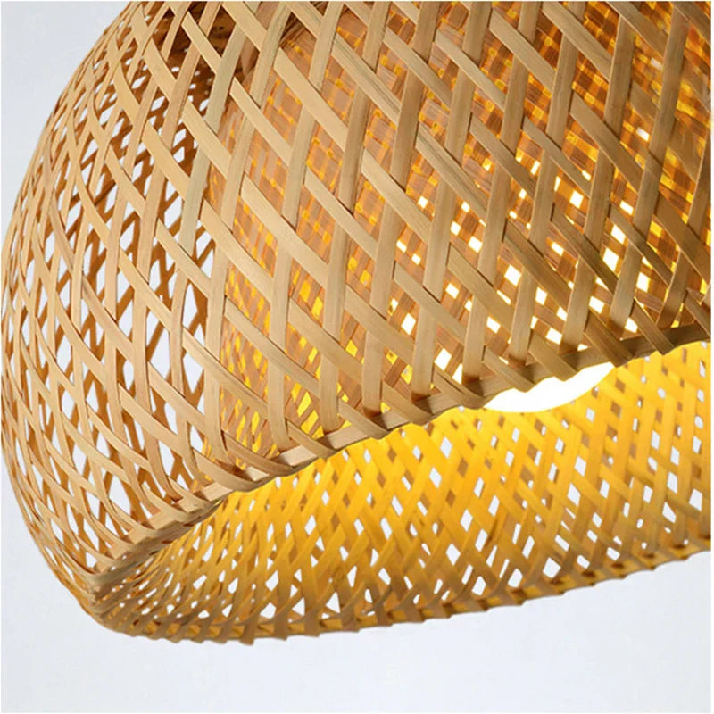 Handwoven Bamboo Pendant Light - Eco-Friendly Ceiling Lamp
