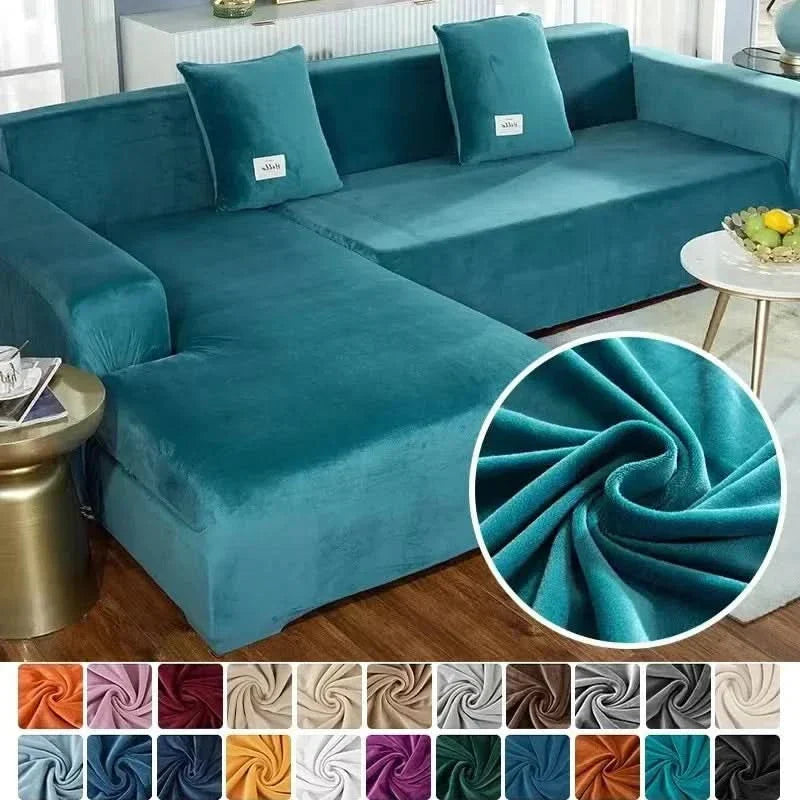 Stretch Velvet Sofa Cover for L-Shaped and Traditional Couches
