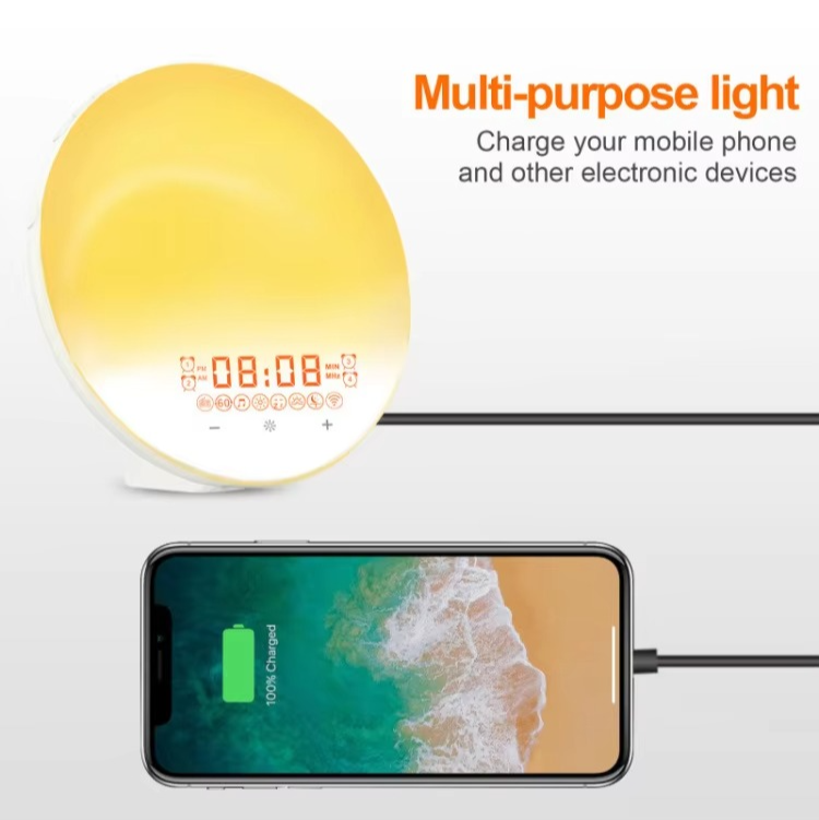 Sunrise Simulation Alarm Clock with FM Radio and Night Light