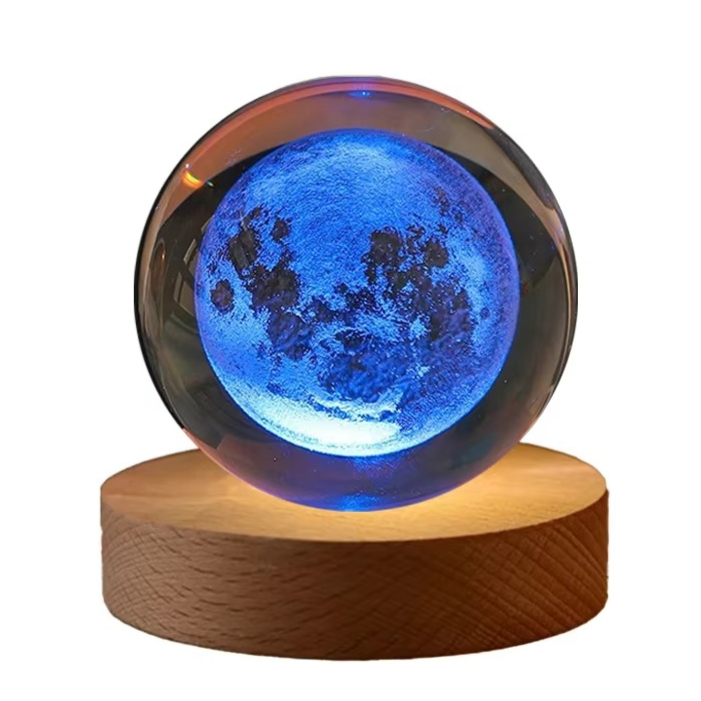 RGB Crystal Ball Night Light with Milky Way and Moon Design
