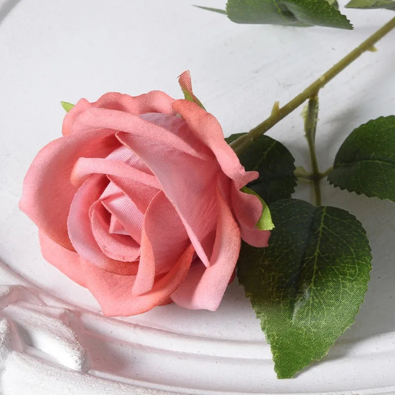 Realistic Velvet Silk Rose Bouquet - 20 Artificial Flowers for Weddings and Events