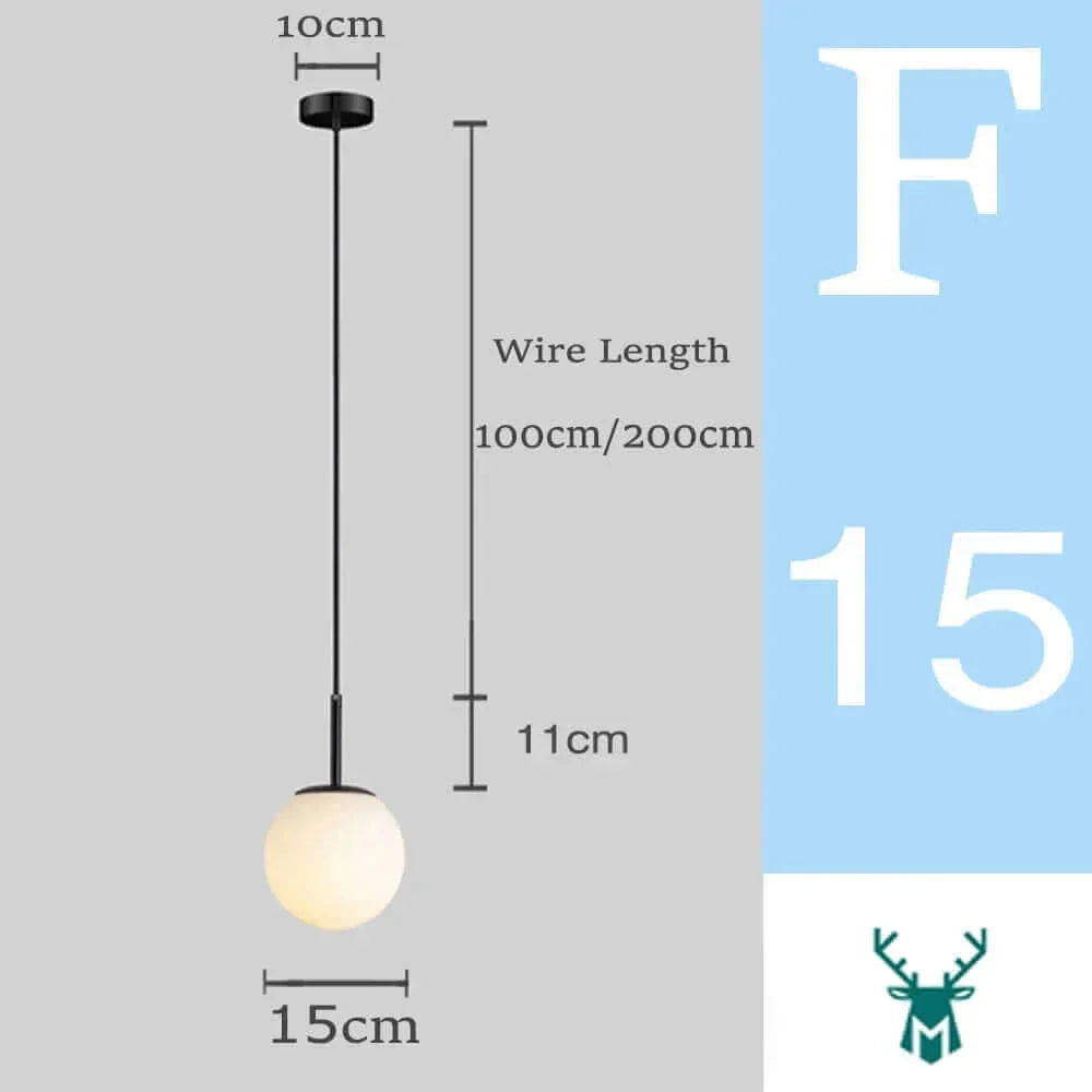 Mid-Century Modern Glass Ball Pendant Light with White Shade