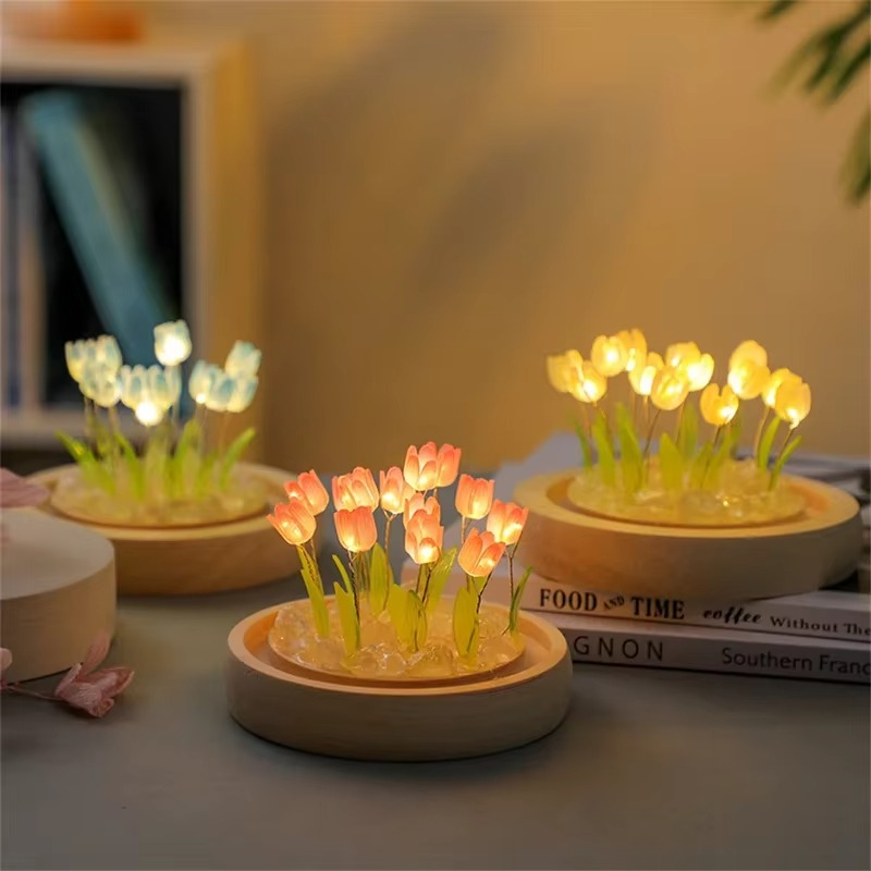 Handmade Tulip LED Night Light Table Lamp