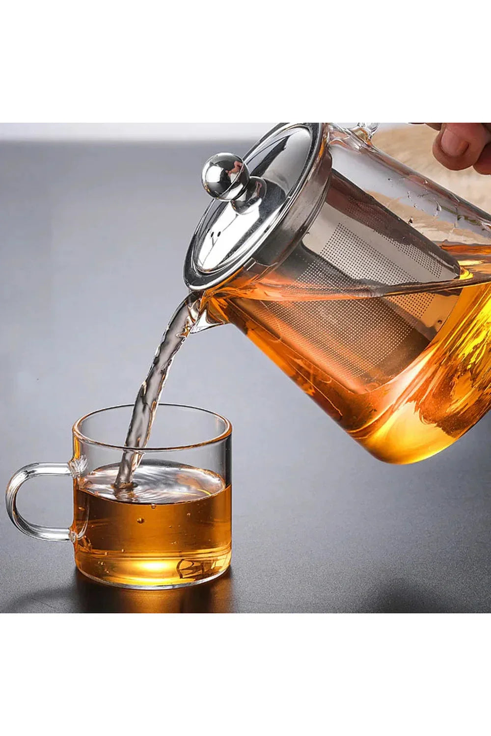 Stainless Steel Infuser Glass Teapot - 18.5 oz, 25.4 oz, 32 oz, 44 oz