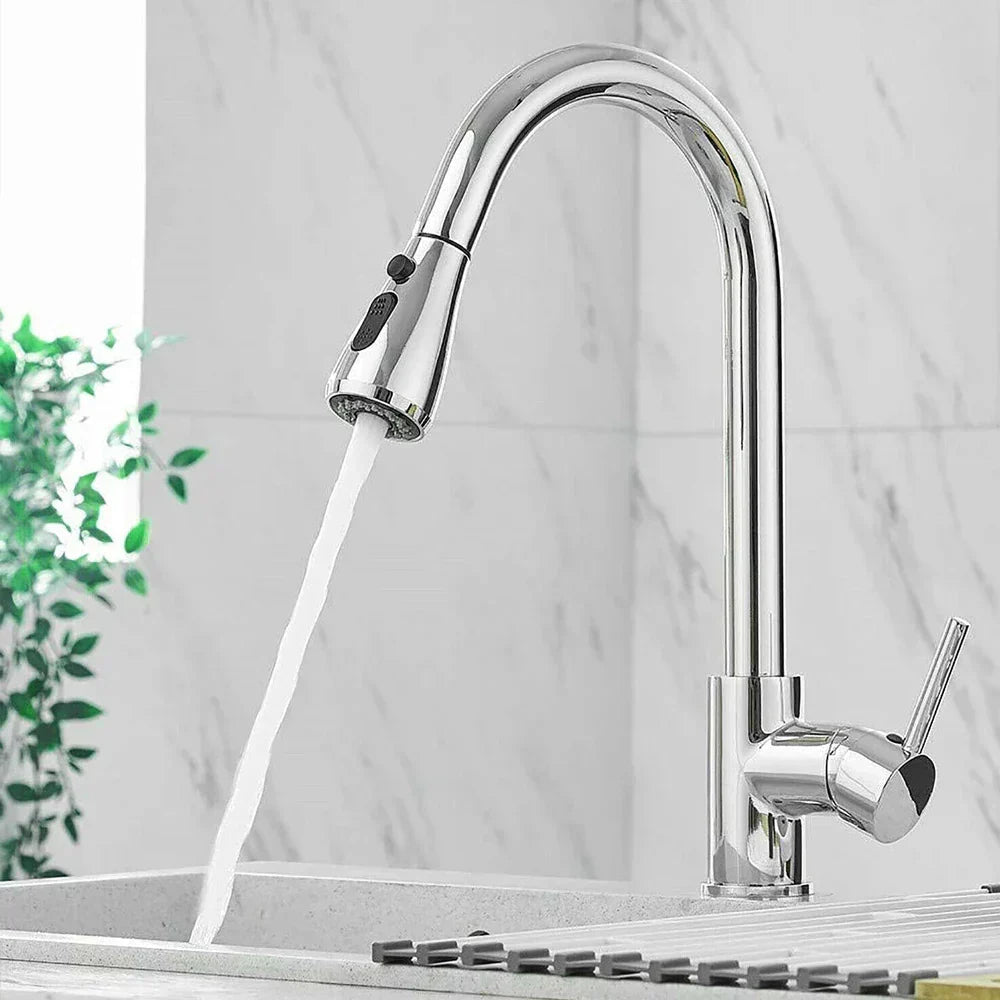 Stainless Steel Single Handle Pull-Out Kitchen Faucet