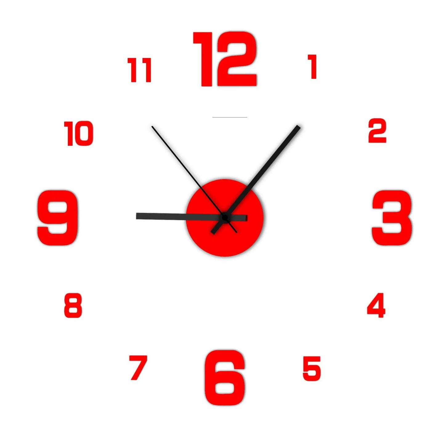 Frameless Contemporary Wall Clock with Large Numbers