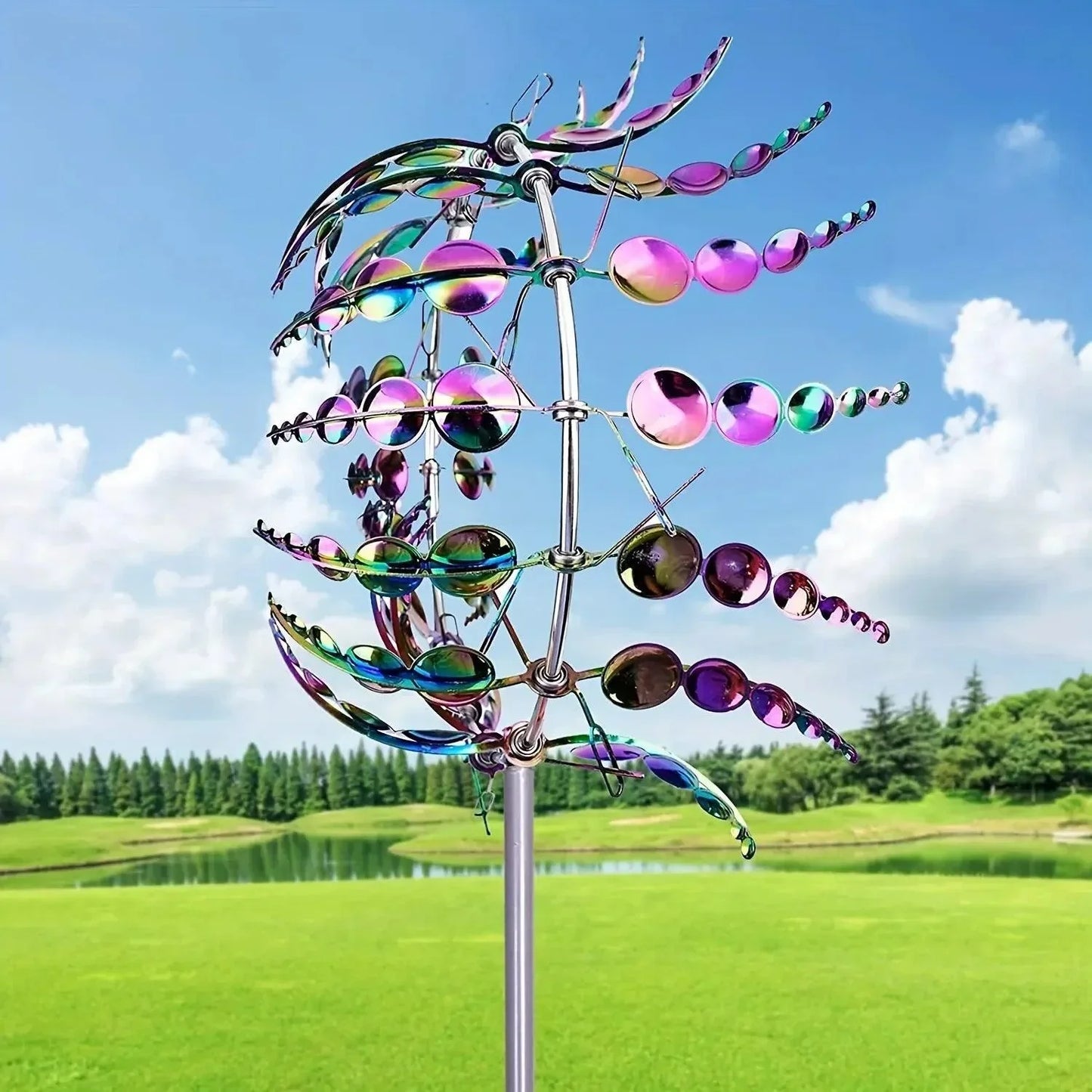 Kinetic Metal Windmill Spinner Garden Decor