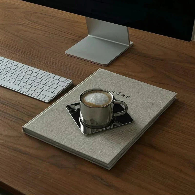 Stainless Steel Coffee Cup and Tray Set