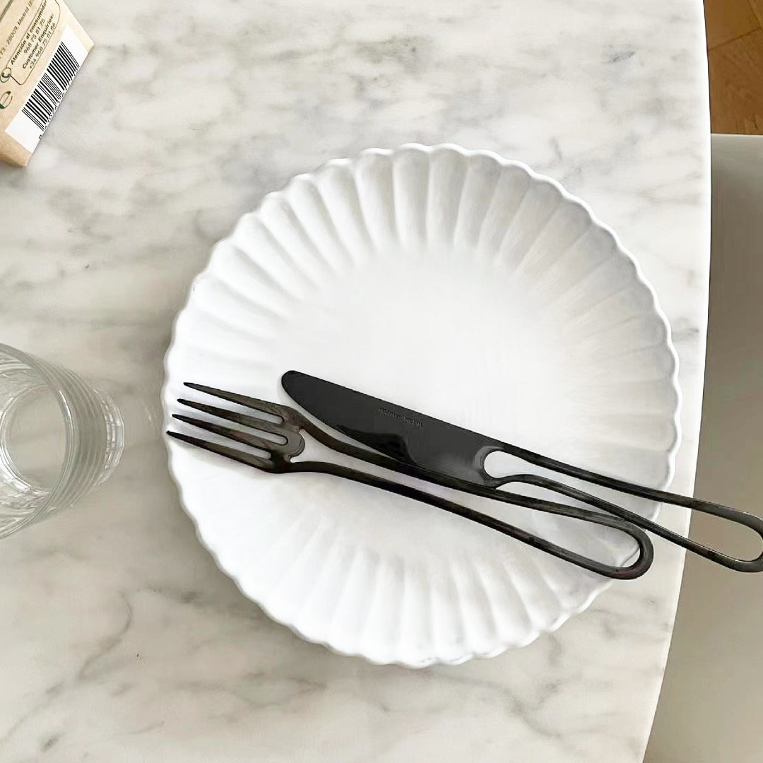 Stainless Steel Outline Cutlery Set - 3-Piece Fork, Knife, Spoon in Silver or Black
