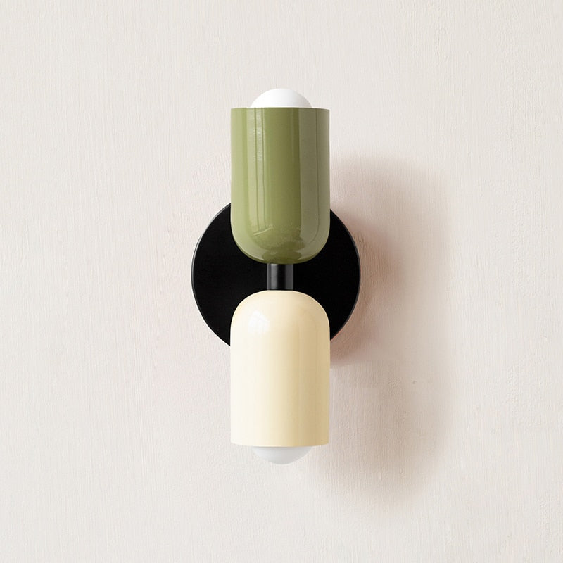 Minimalist Double-Bulb Wall Lamp in Distinctive Color Shades