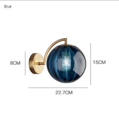 Colorful Glass Wall Light with Gold Base