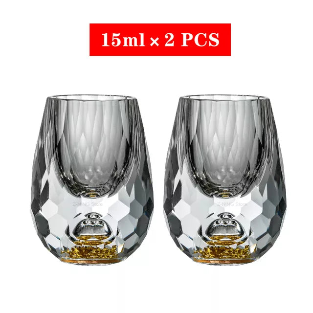 Lead-Free Crystal Moutai Whiskey Glasses with 24K Gold Leaf Finish