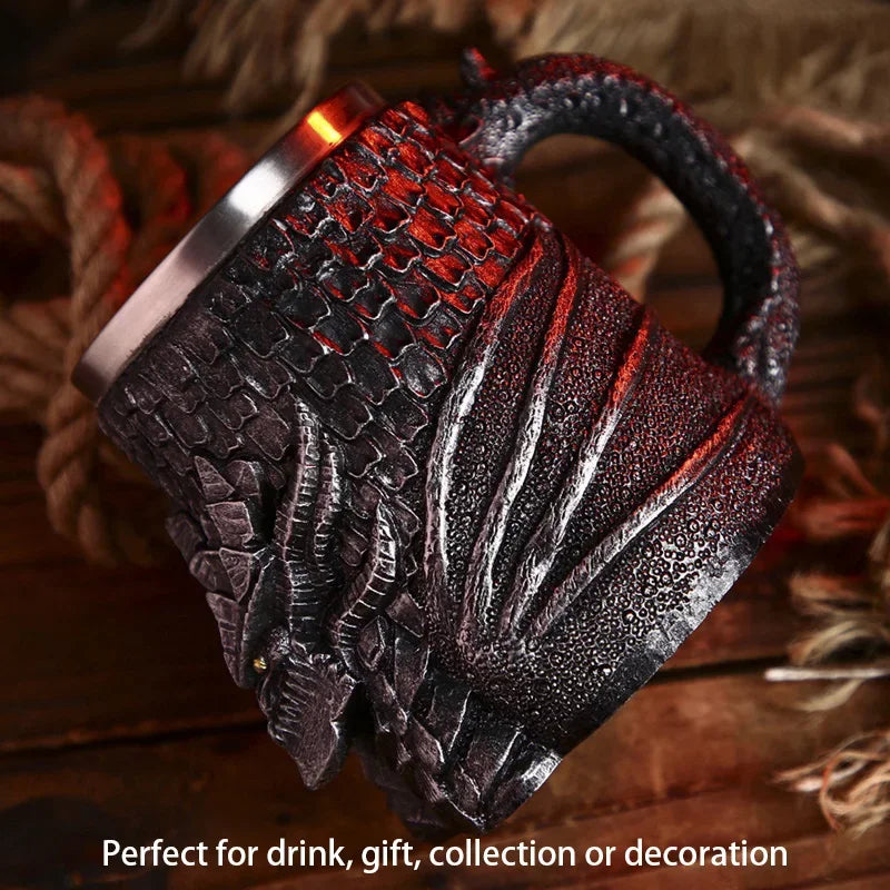 Medieval Dragon Resin and Stainless Steel Mug 600ml