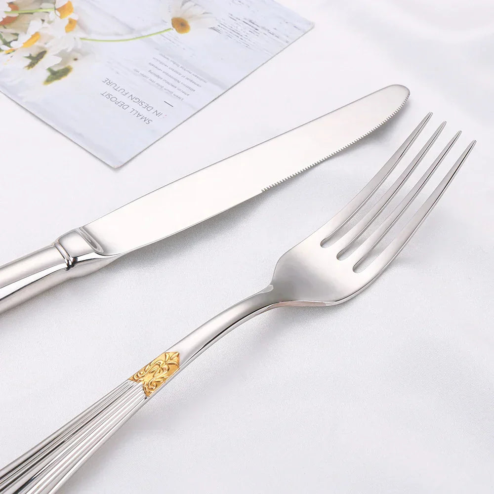 Gold-Plated Stainless Steel Cutlery Set