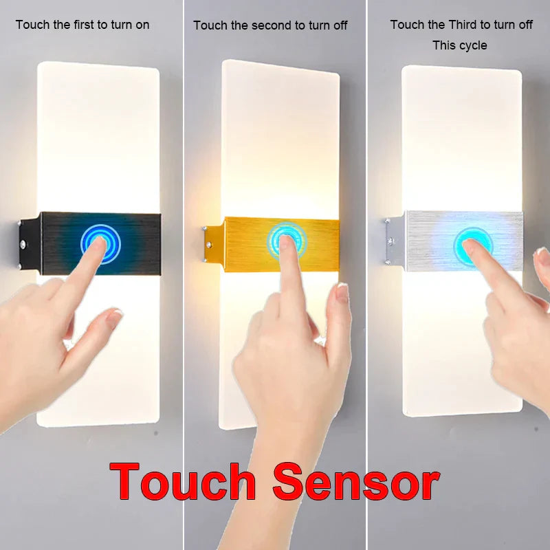 Modern LED Wall Light with Motion Sensor - Aluminum and Acrylic, Indoor Lighting for Kitchen, Bedroom, Hallway