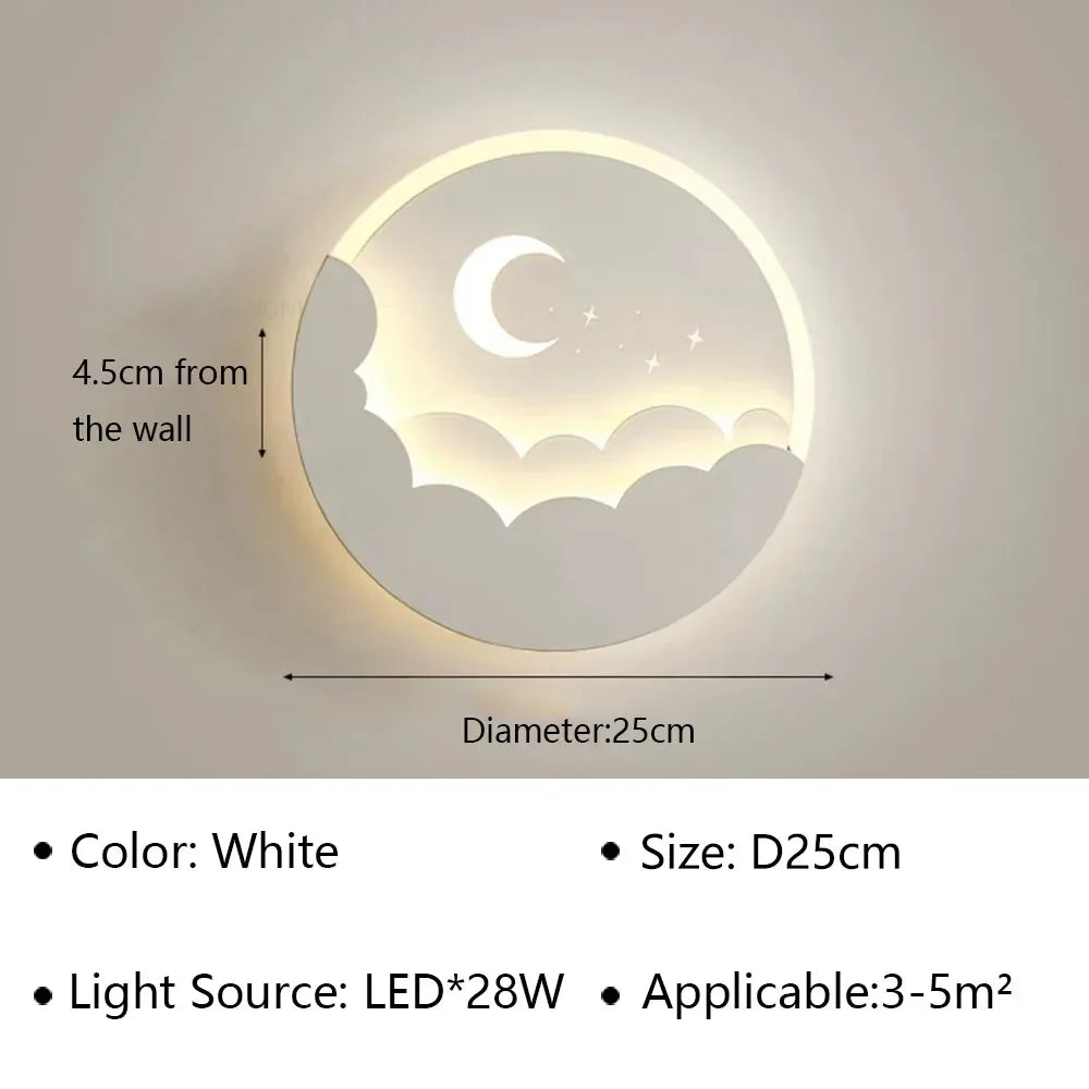 LED Moon and Stars Wall Light - Nordic Design, Adjustable Color