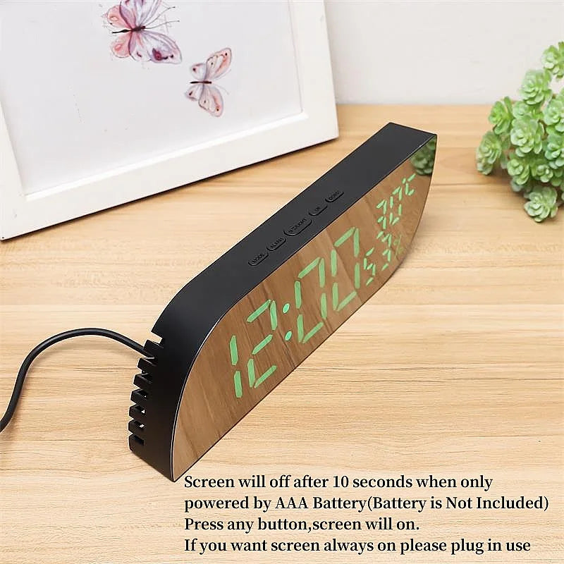 LED Digital Alarm Clock with Dual Display and Snooze Function