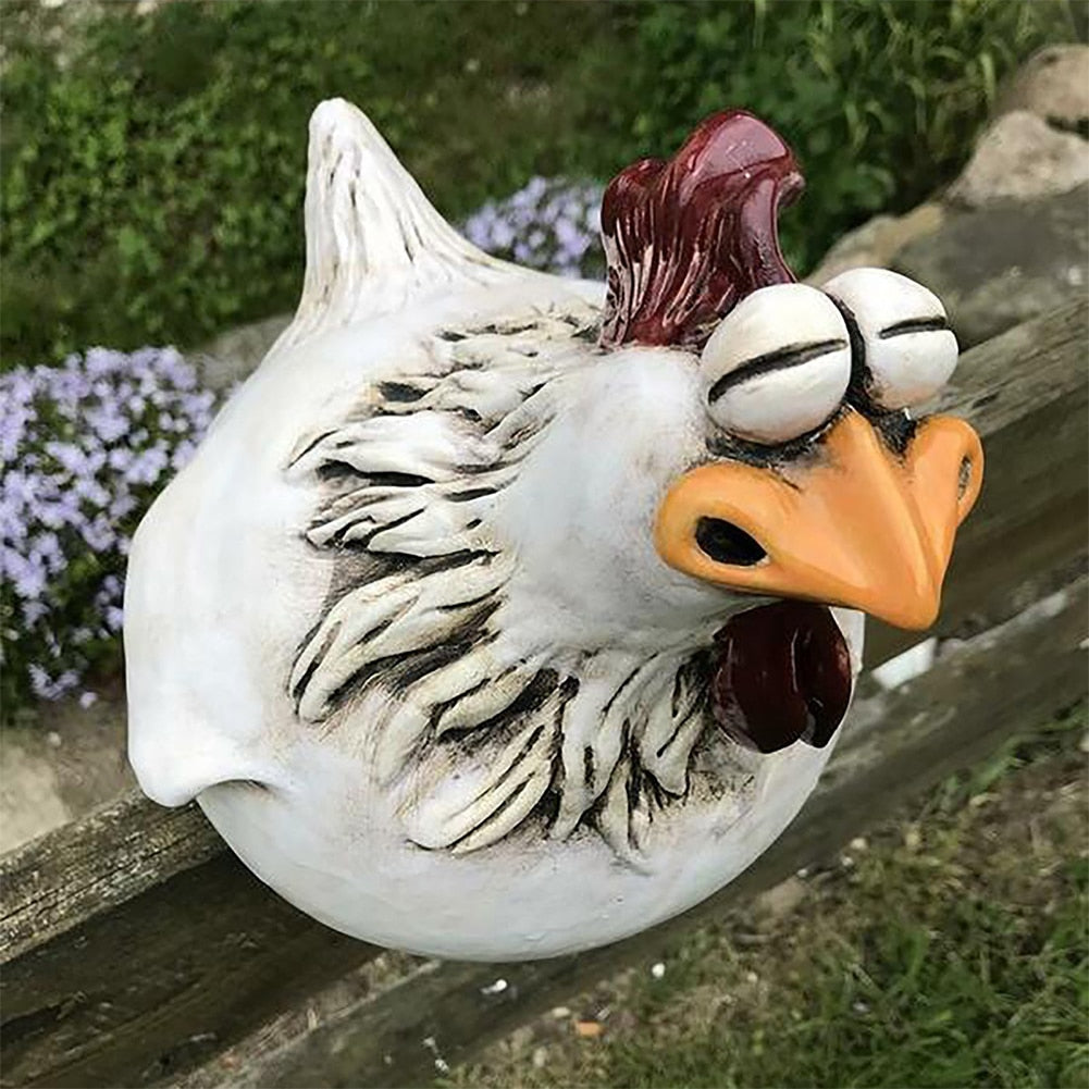 Cheerful Chicken Fence Decor - Playful Garden Art
