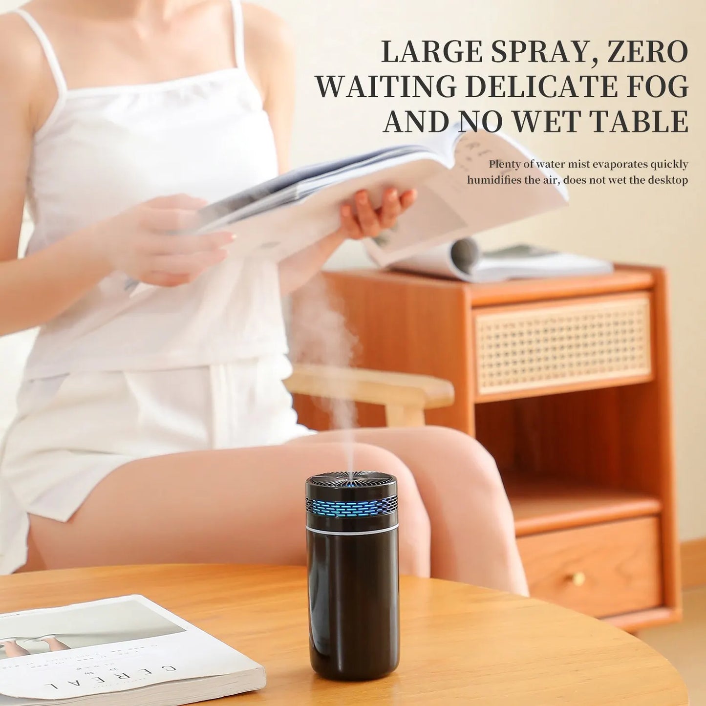 Portable USB Car Humidifier with LED Light and Aromatherapy Function