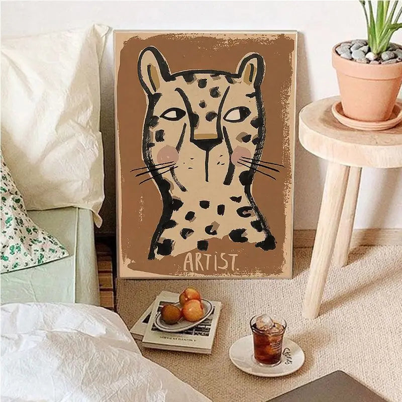 Vintage Cartoon Canvas Wall Art with Playful Characters