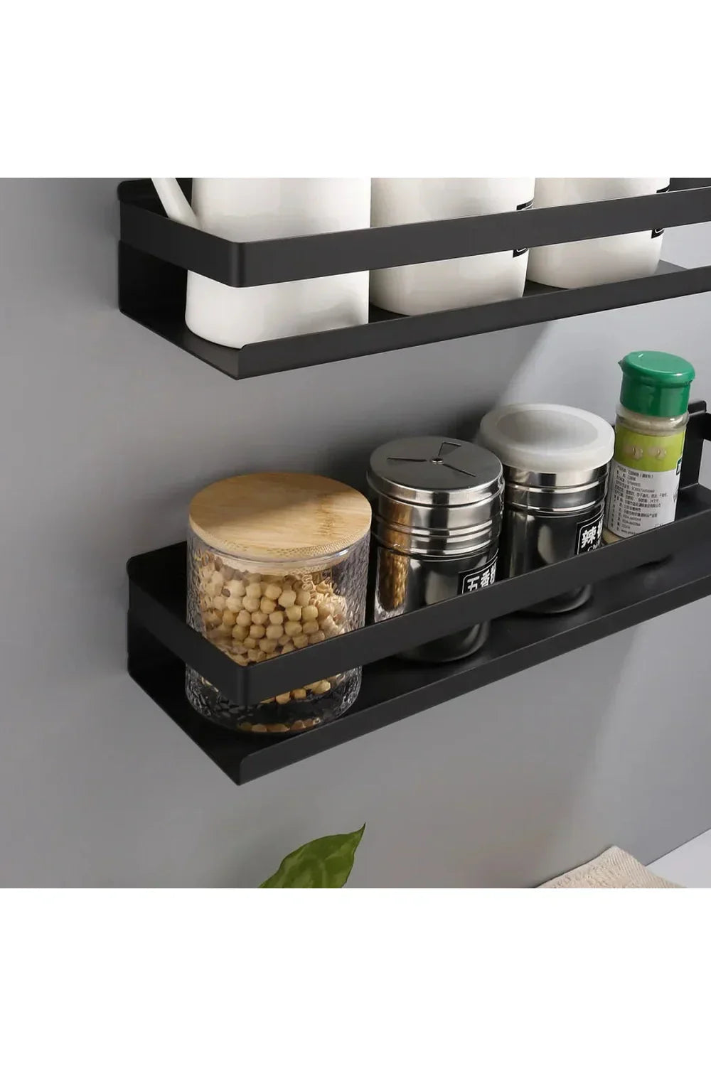 Modern Black Metal Floating Wall Shelves