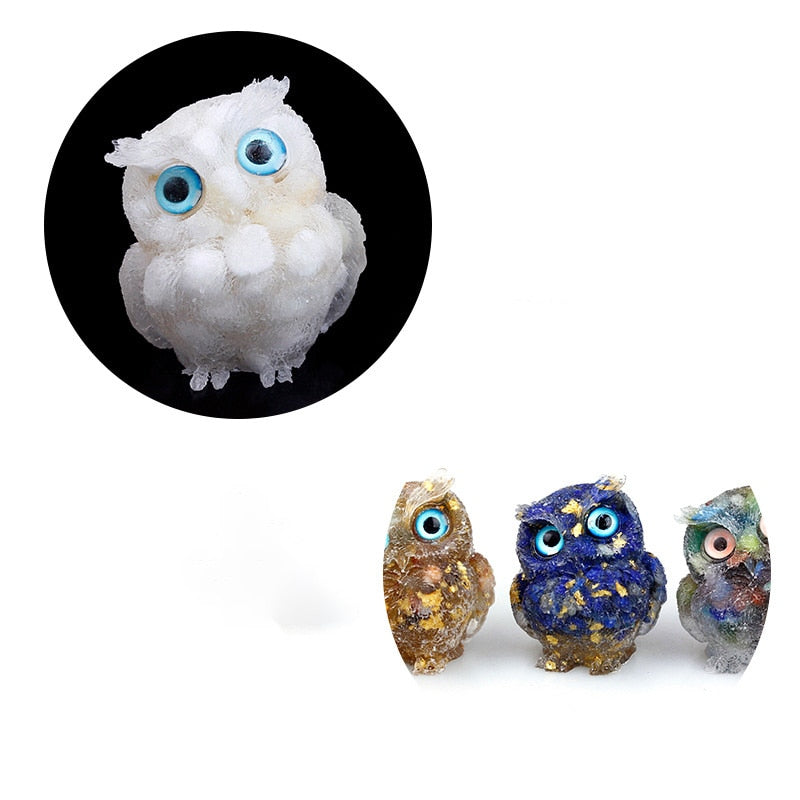 Handmade Natural Crystal Owl Figurine Sculpture