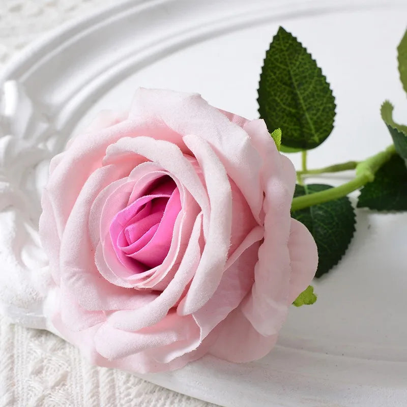 Realistic Velvet Silk Rose Bouquet - 20 Artificial Flowers for Weddings and Events