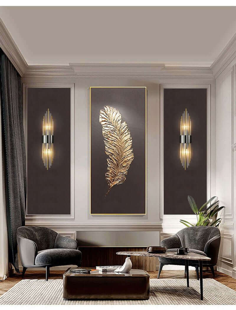 Art Deco Gold Wall Lights with Up & Down Shades