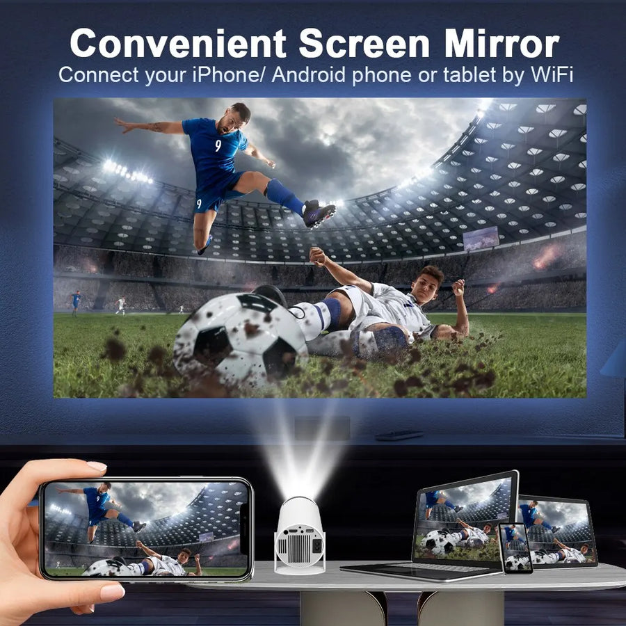 4K Android Smart Projector with 180° Viewing Angle and 360° Sound