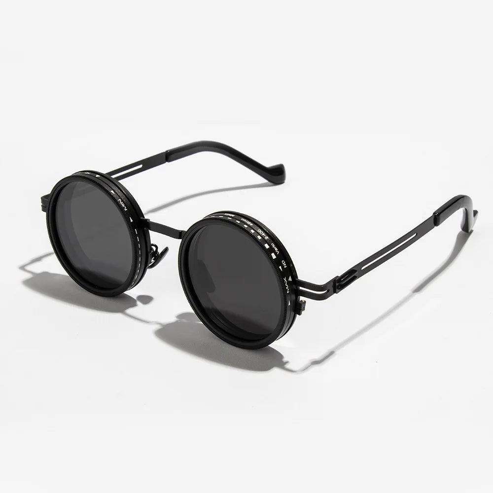 Polarized Round Sunglasses with Adjustable Dimming and UV400 Protection