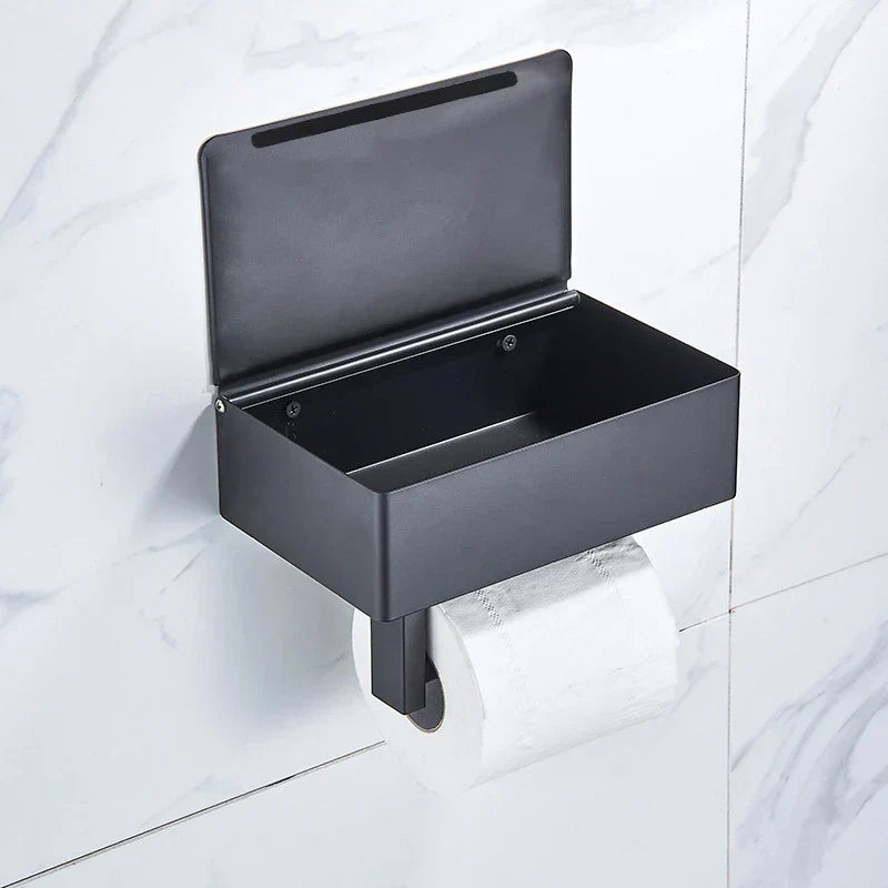 Elegant Metal Toilet Paper Holder in Black or Silver