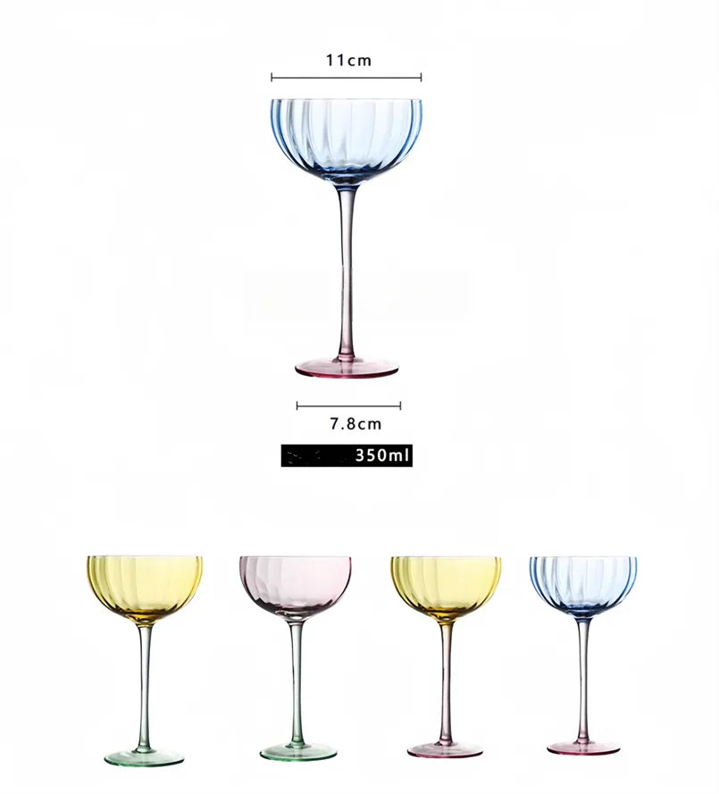 Pumpkin-Shaped Colored Crystal Champagne Glasses