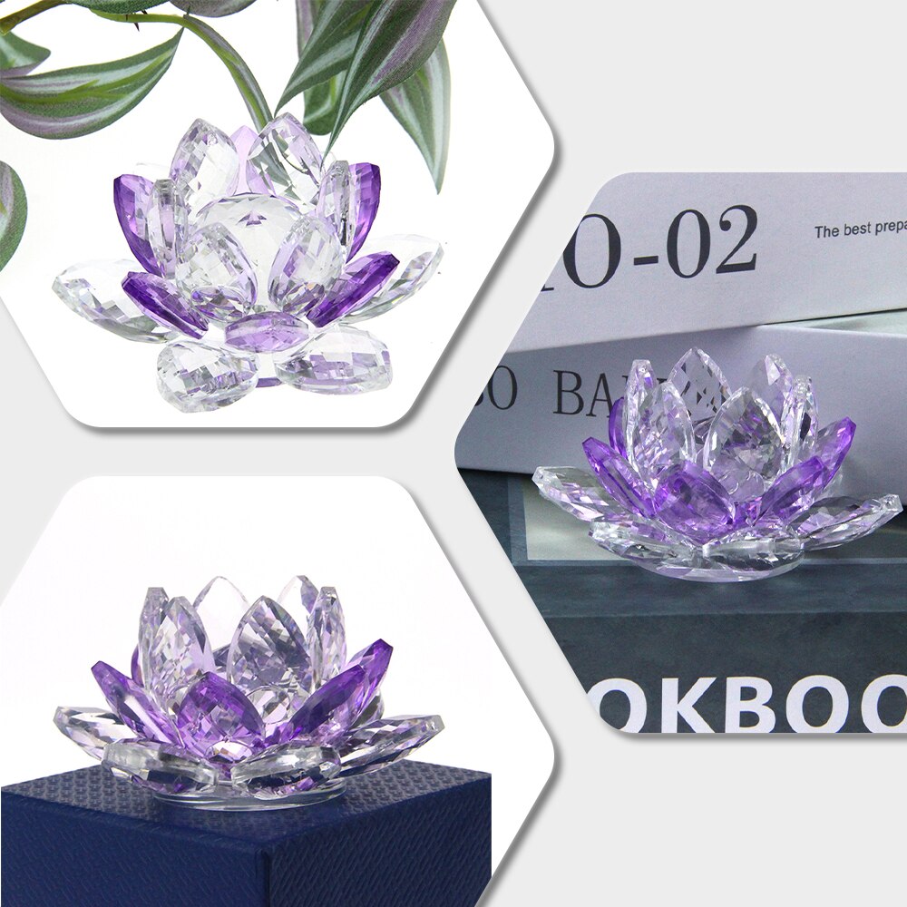 Crystal Lotus Flower Glass Paperweight - Elegant Home Decor Gift
