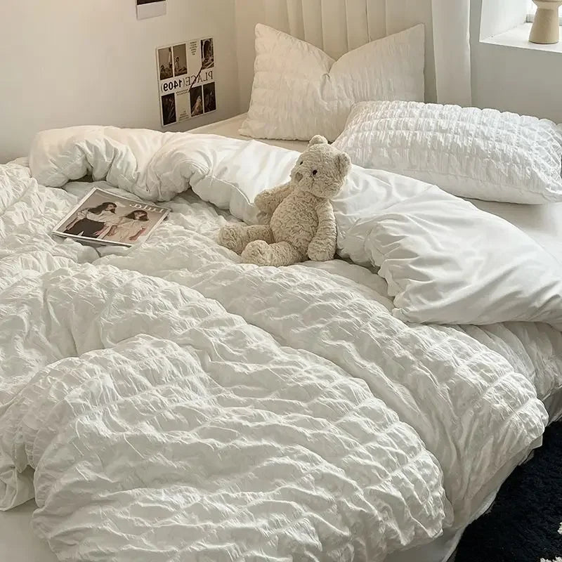 Seersucker Duvet Cover Set - Lightweight Soft French-Style Bedding